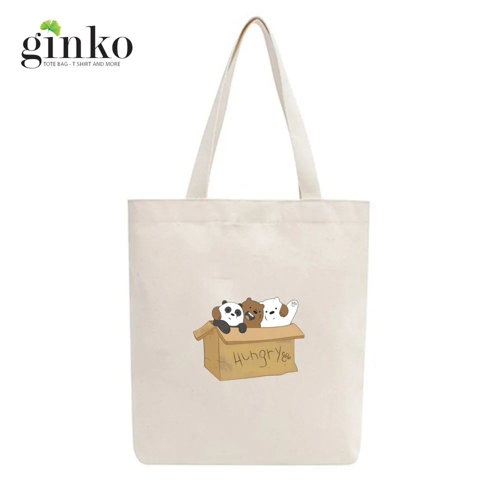 Ảnh BST Túi Tote Vải Mộc GINKO Kiểu Basic có dây kéo khóa ( túi con ) in hình We Bare Bears M68-M76 4