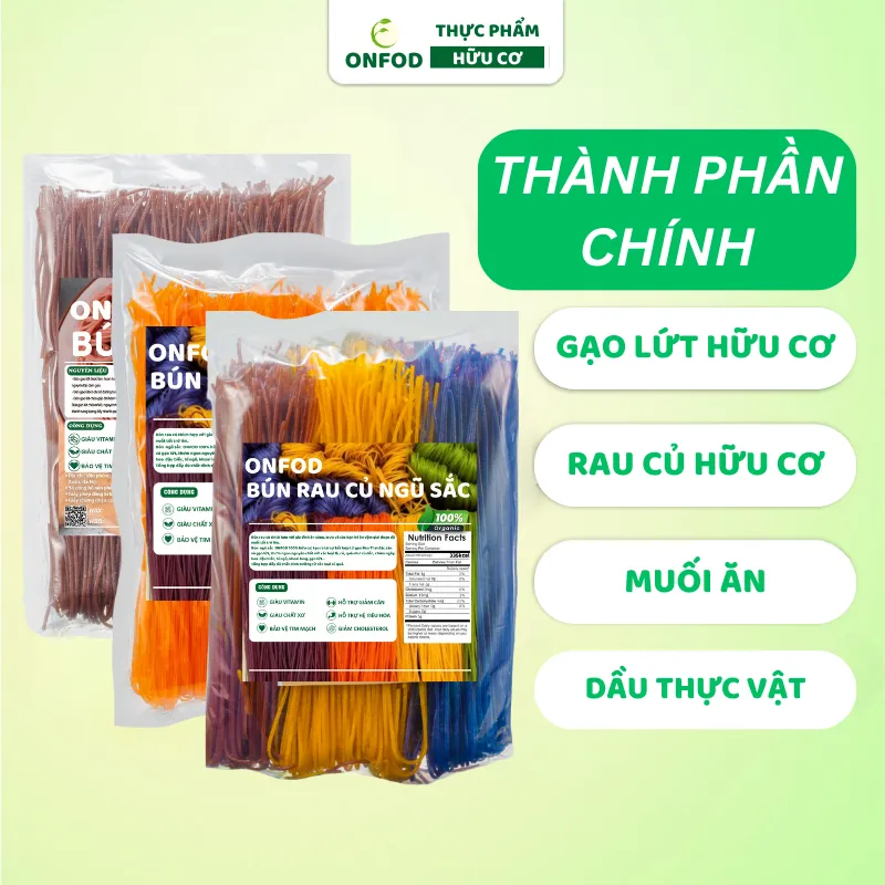 Ảnh Bún khô gạo lứt, bún rau củ ngũ sắc hữu cơ ONFOD ăn kiêng giảm cân healthy food eat clean cho bé ăn dặm 2