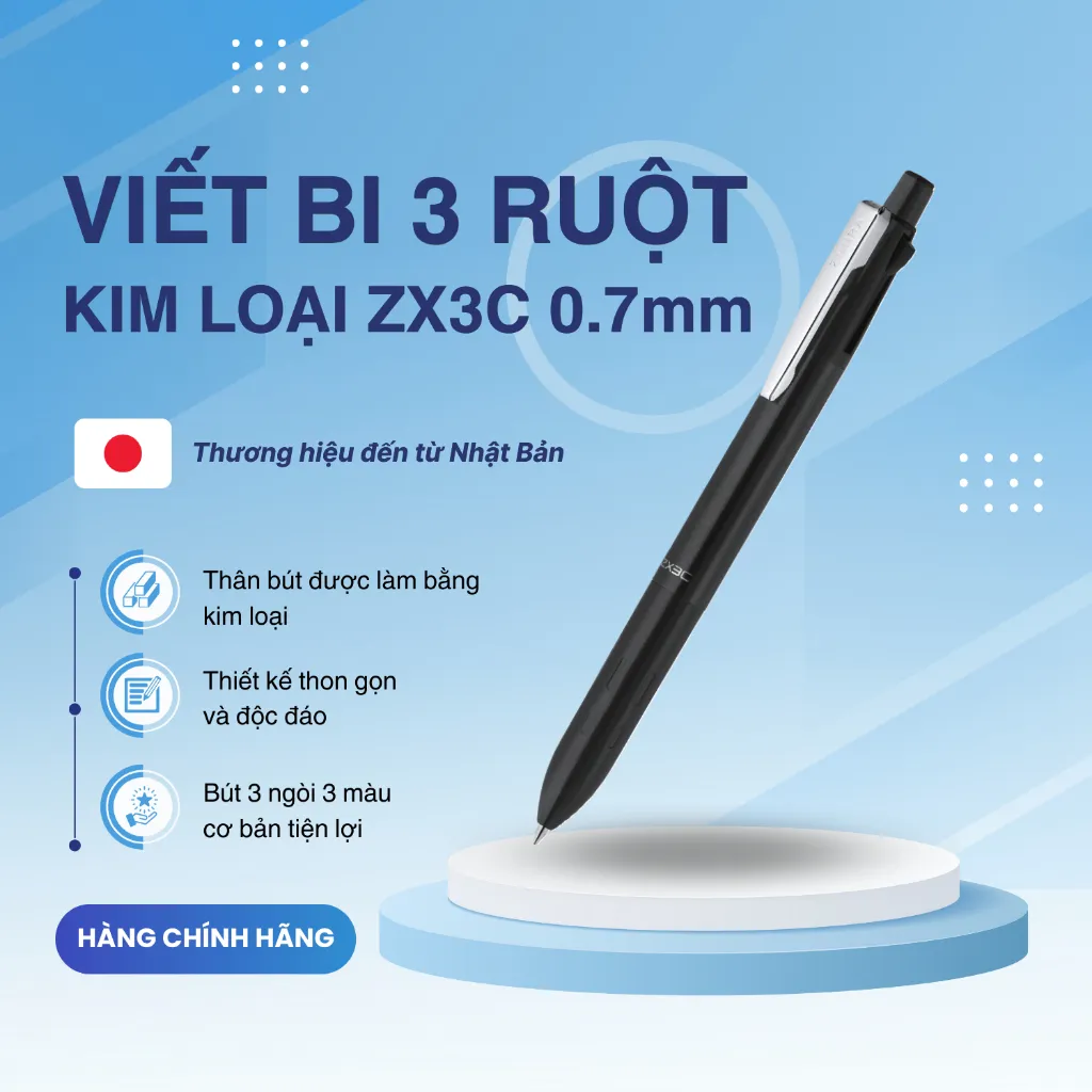 Ảnh Bút Bi 3 Ngòi ZX3C Zebra - Nhật [Chính Hãng] - tặng kèm hộp cao cấp 2