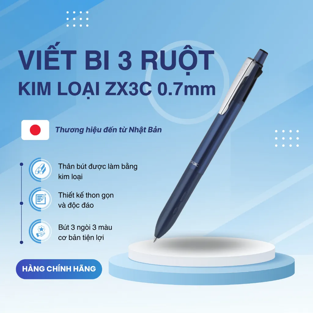 Ảnh Bút Bi 3 Ngòi ZX3C Zebra - Nhật [Chính Hãng] - tặng kèm hộp cao cấp 3