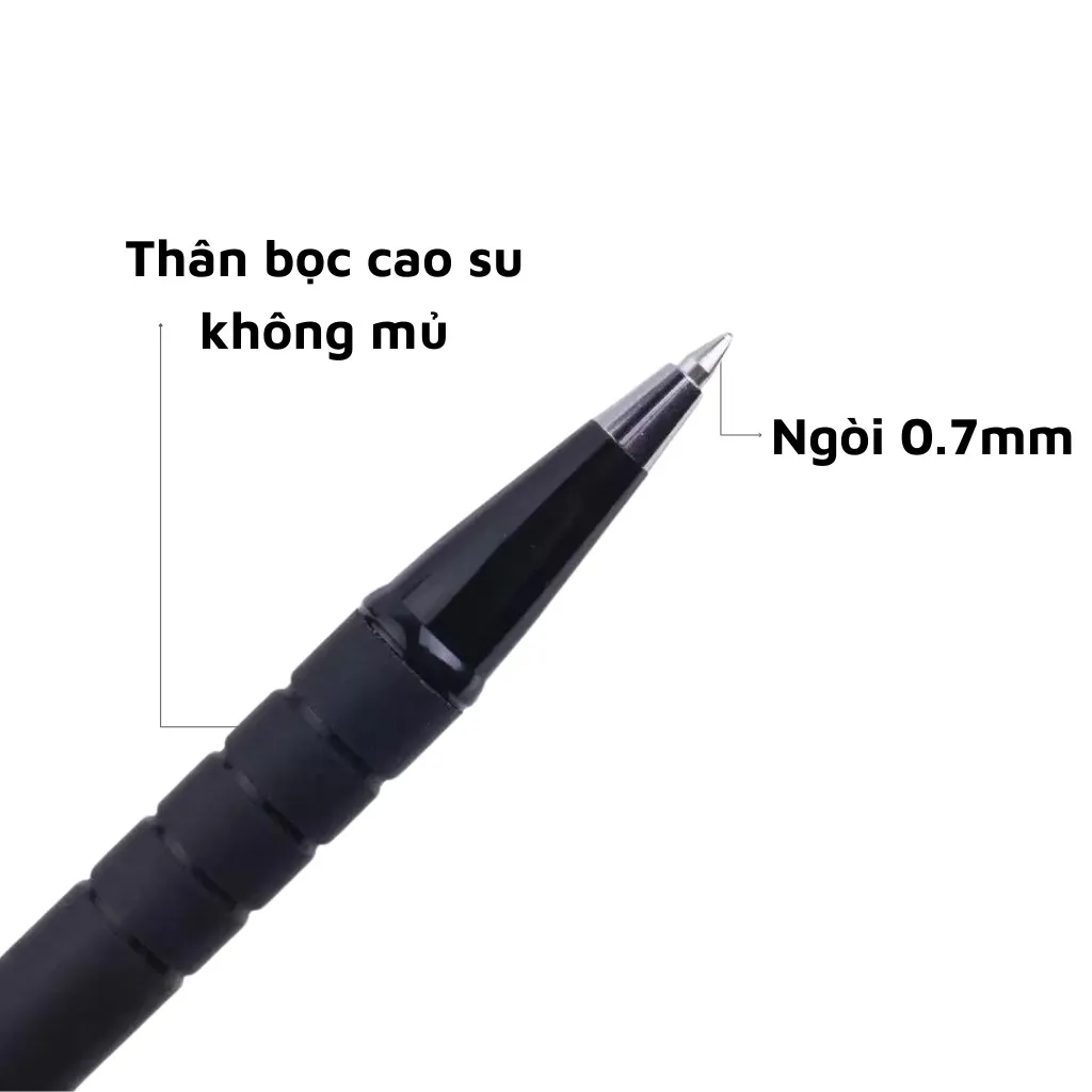 Ảnh Bút Bi Bấm Pentel BK250 0.7mm Mực Êm Thiết Kế Cao Su Đen 3
