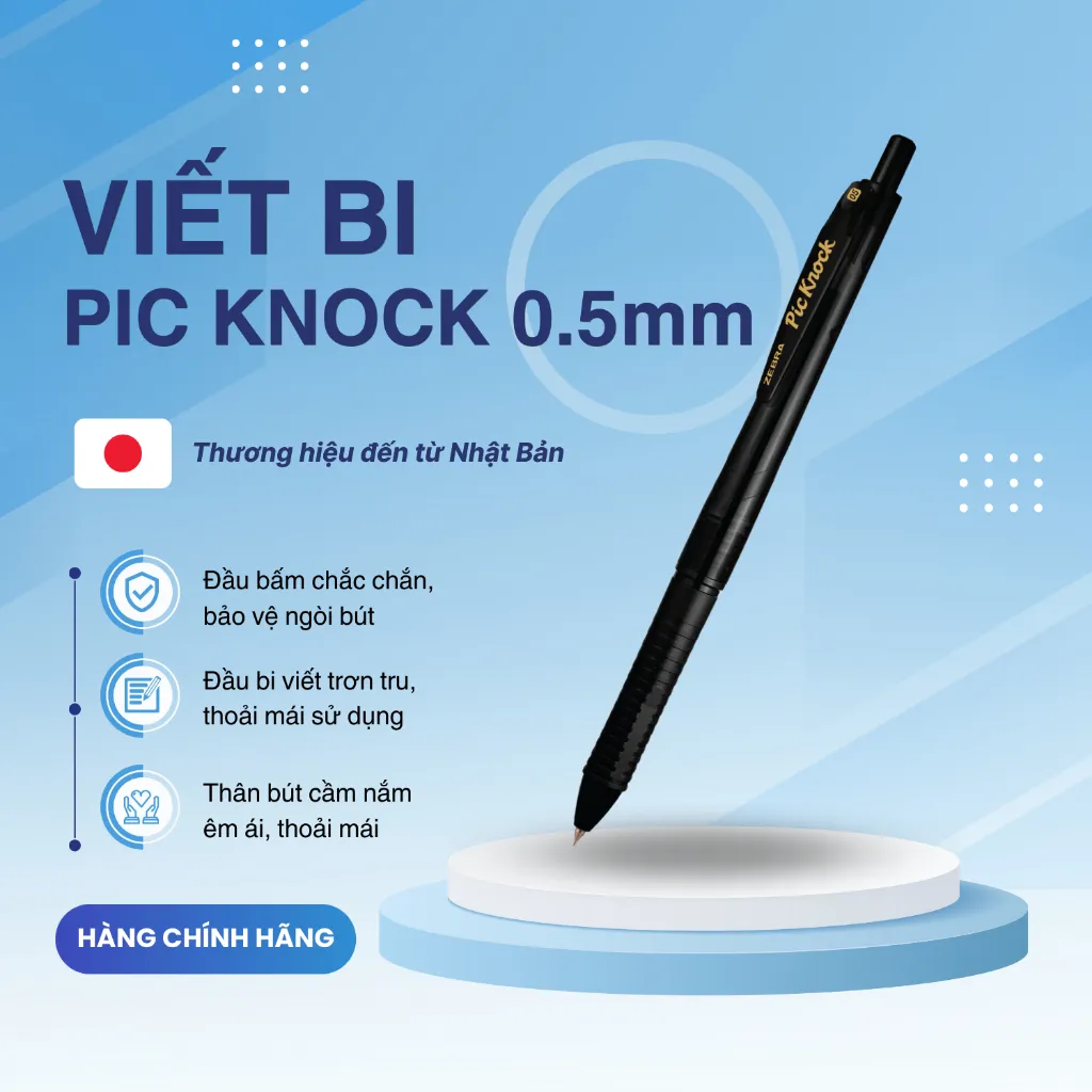 Ảnh Bút bi bấm Pic Knock hộp 12 cây xanh/đen/đỏ - Zebra [Chính hãng] 4