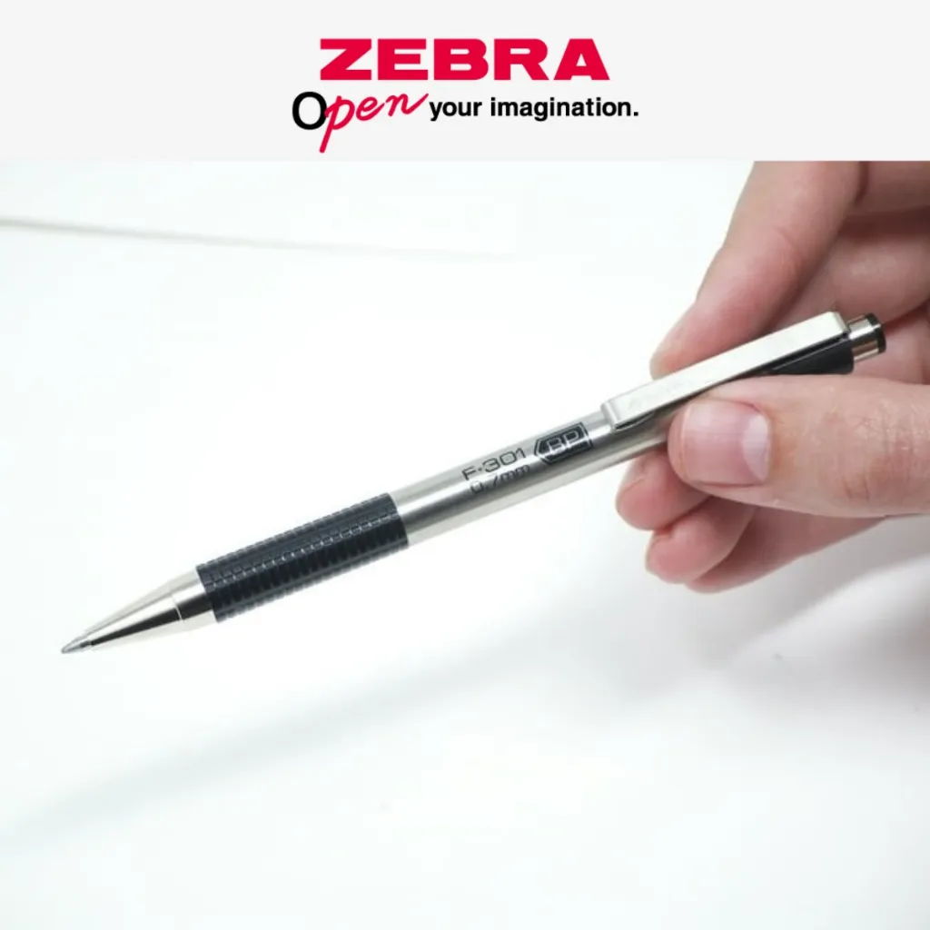 Ảnh Bút Bi F.301 0.7mm Zebra Pen Mực Xanh - Vỏ Đỏ Xanh Lá Xanh Dương Đen 12.6g [Chính Hãng] 3
