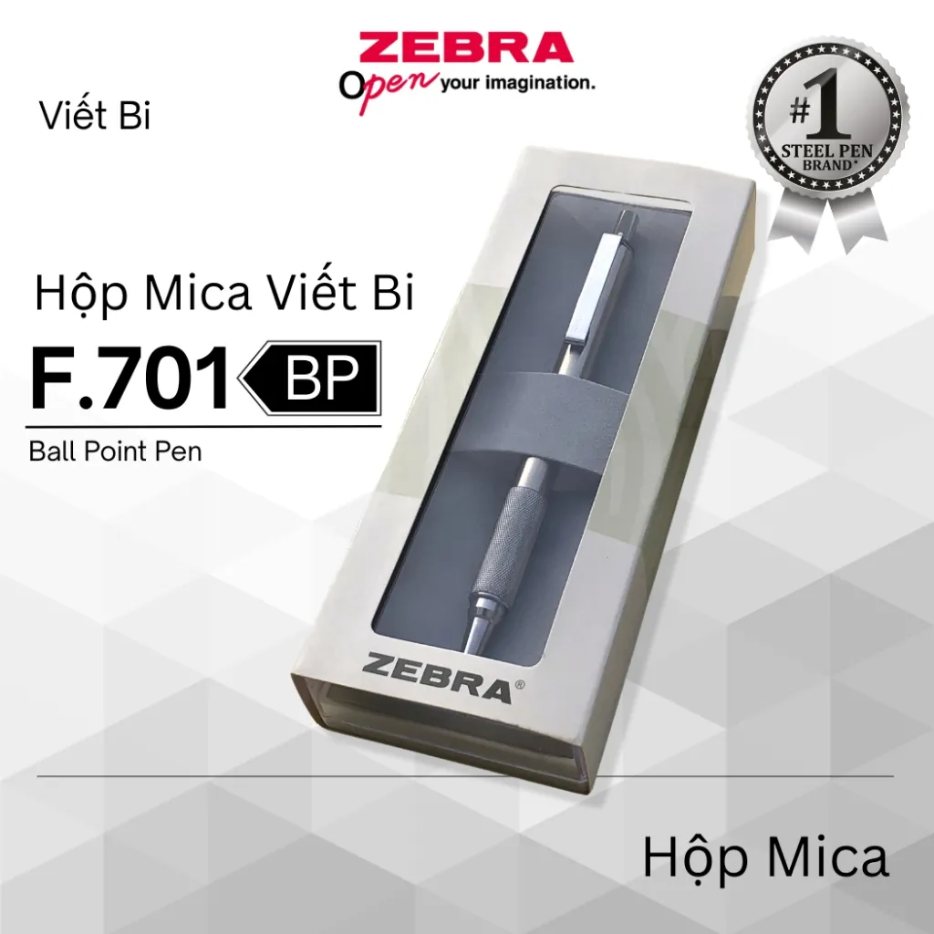 Ảnh Bút Bi F-701 0.7mm Zebra Pen Vỏ Kim Loại Bạc Mực Xanh  [Chính Hãng] 4