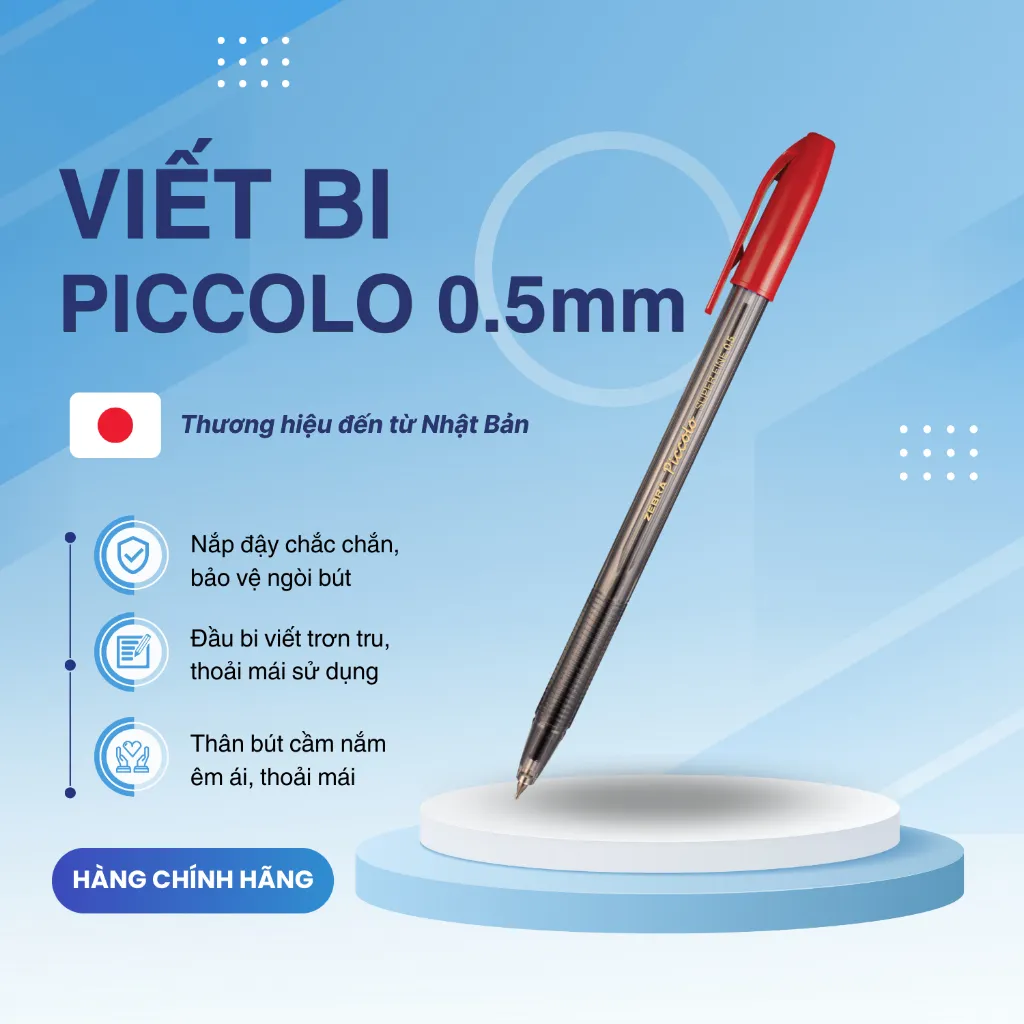 Ảnh Bút bi nắp Piccolo hộp 12 cây xanh/đen/đỏ - Zebra [Chính hãng] 3