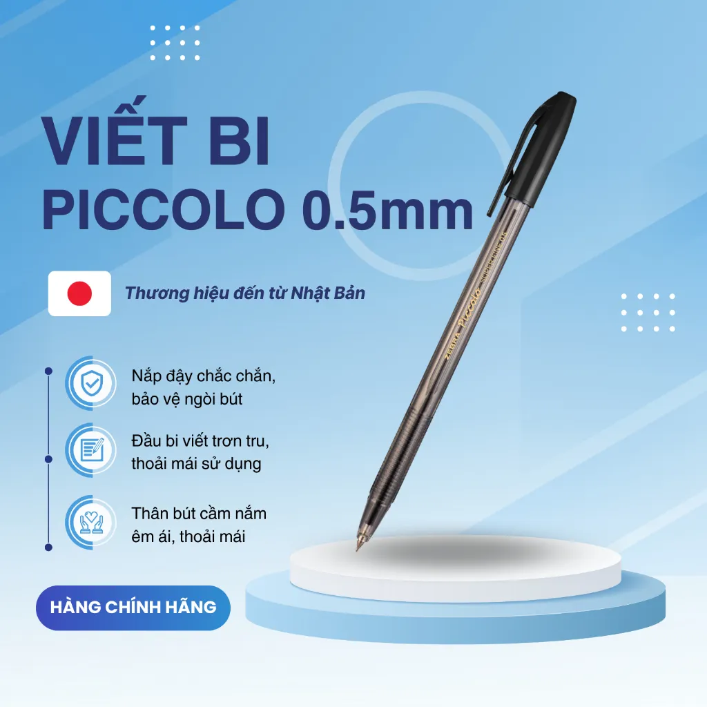 Ảnh Bút bi nắp Piccolo hộp 12 cây xanh/đen/đỏ - Zebra [Chính hãng] 4