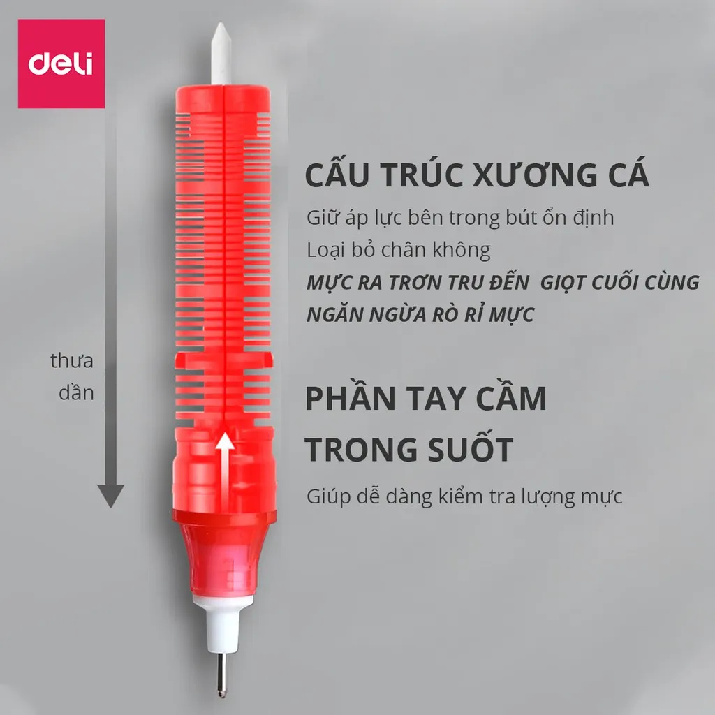 Ảnh Bút Bi Nước Văn Phòng Deli Chính Hãng Ngòi 0.5mm Nét Viết Trơn Tru Mực Ra Đều Phù Hợp Ghi Chép 3