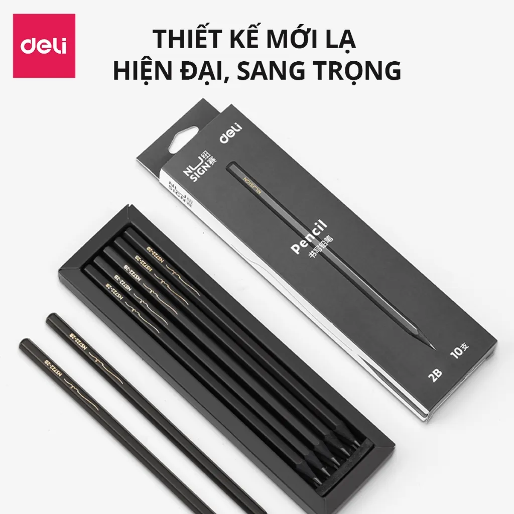 Ảnh Bút Chì 2B HB Gỗ Nusign Cao Cấp Deli - Chì Đậm Tô Trắc Nghiệm Làm Bài Kiểm Tra Nhạy Với Máy Chấm Thi Học Sinh Văn Phòng 4