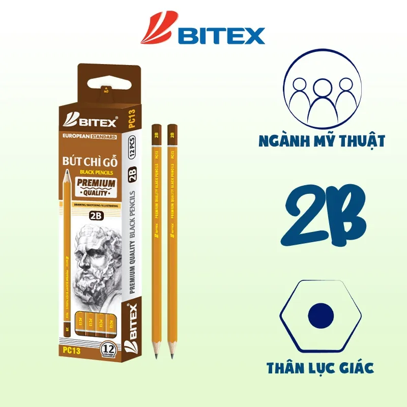 Ảnh Bút chì Bitex mỹ thuật chuyên dụng 2B / 4B / 6B / 8B 1