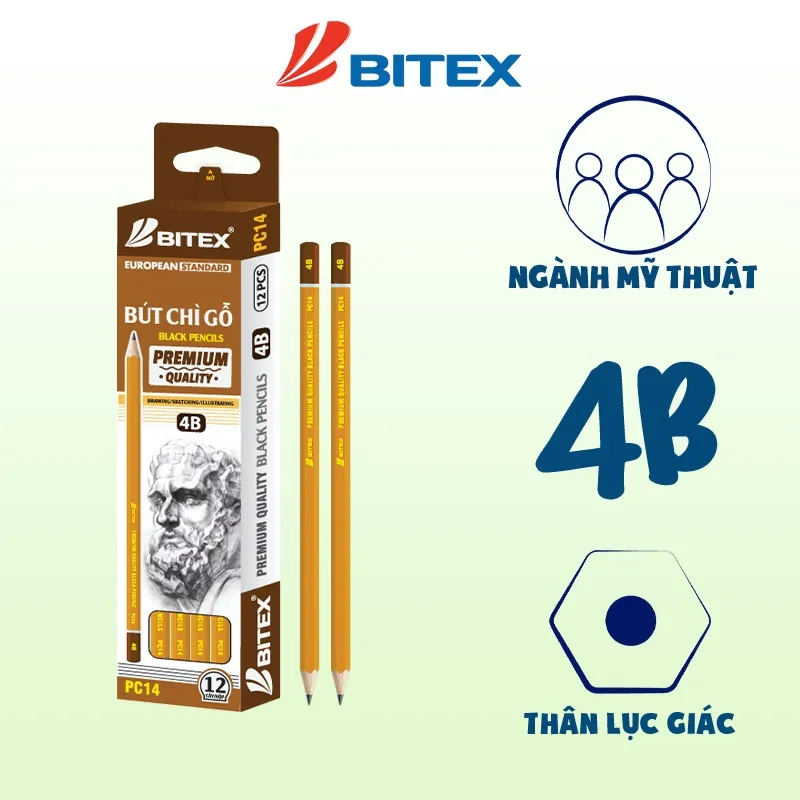 Ảnh Bút chì Bitex mỹ thuật chuyên dụng 2B / 4B / 6B / 8B 2
