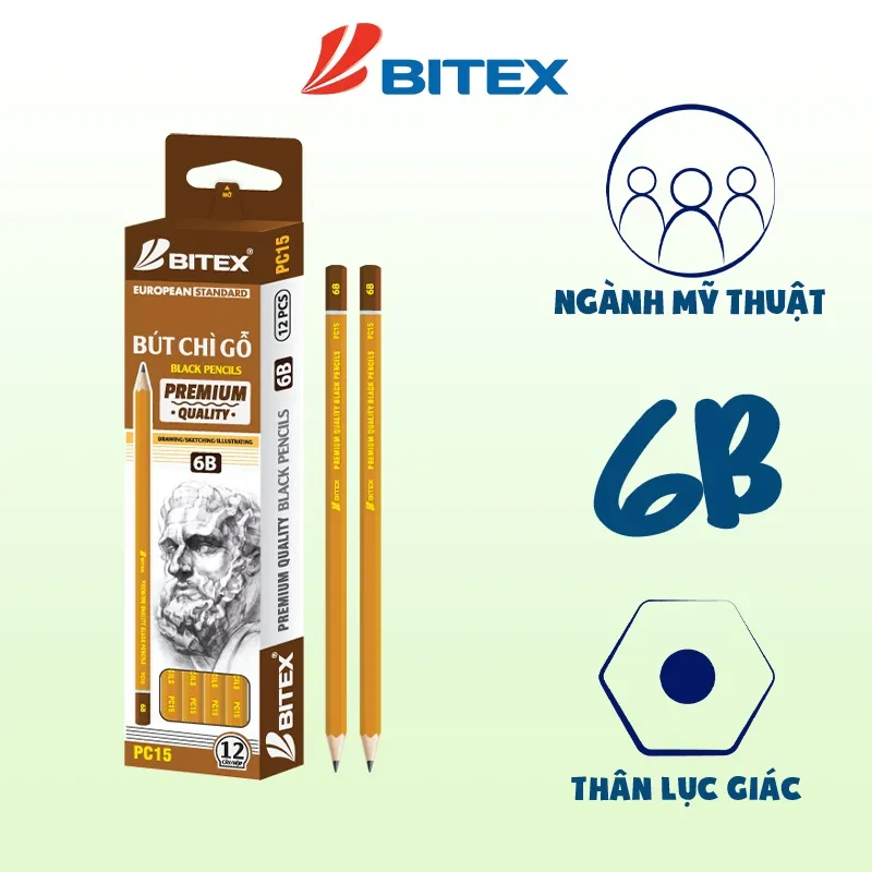 Ảnh Bút chì Bitex mỹ thuật chuyên dụng 2B / 4B / 6B / 8B 3