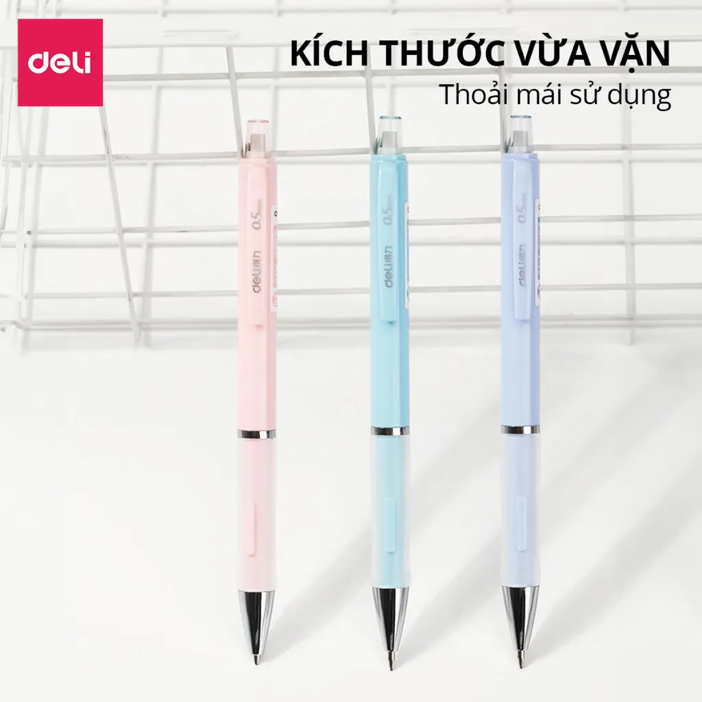 Ảnh Bút Chì Kim Pastel Deli Ngòi 0.5-0.7mm Đệm Tay Siêu Êm Cao Cấp Kèm Đầu Tẩy  Cải Tiến Cho Học Sinh Dân Văn Phòng Tiện Lợi 1