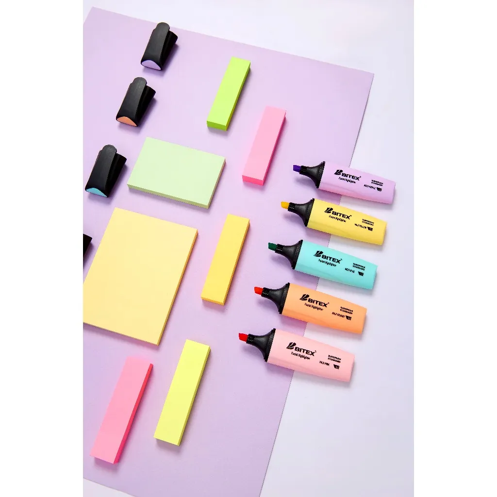 Ảnh Bút dạ quang highlight Bitex HL05 màu Pastel nhiều màu 2