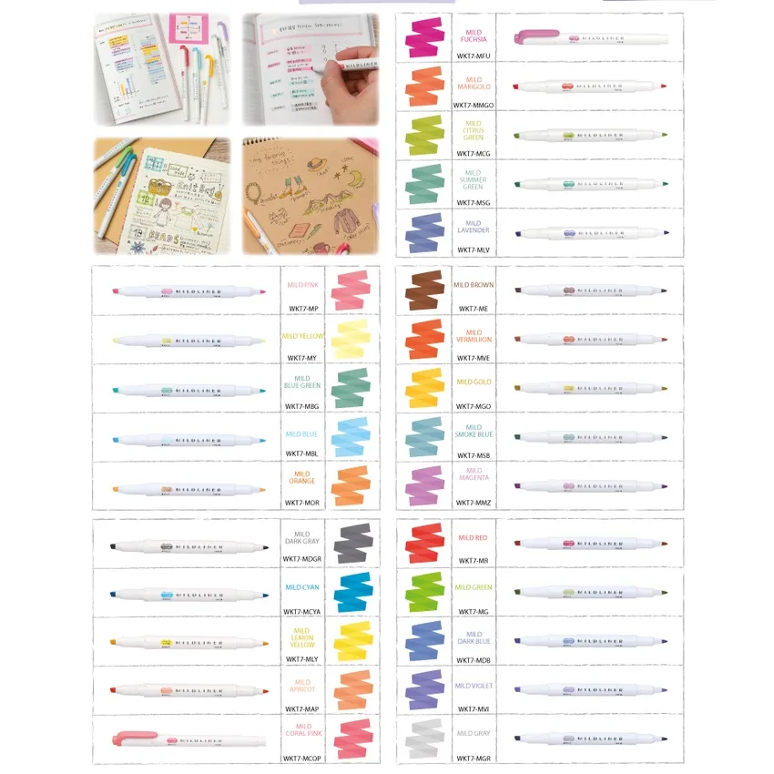 Ảnh Bút Dạ Quang Highlight Zebra Mildliner WKT7 35 Màu - Đầu Bút Dạ Quang 1.0mm - 1.4mm - [Chính Hãng] 1 Cây 4