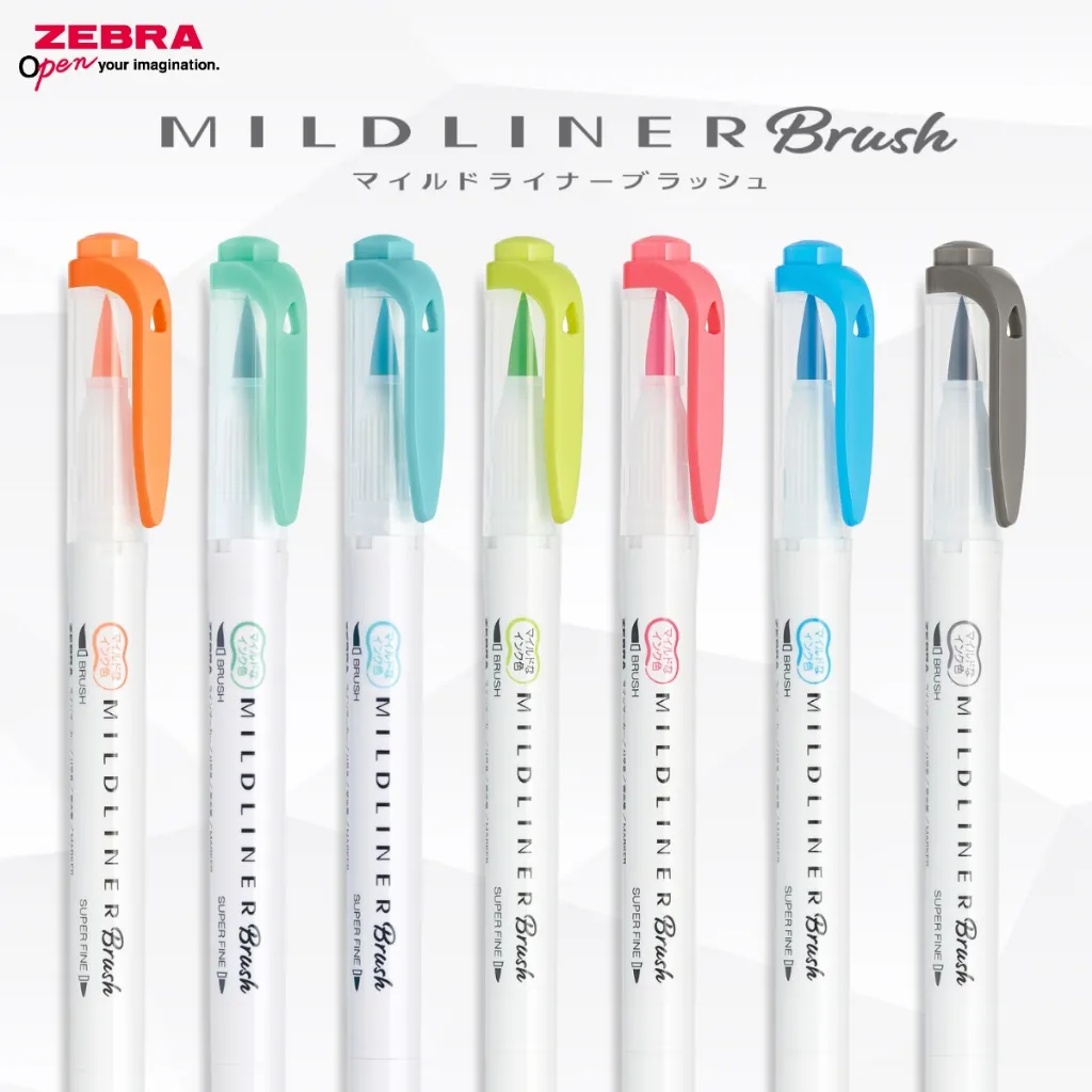 Ảnh Bút Dạ Quang Mildliner Brush Zebra Pen 25 Màu- Đầu Highlight 0.5mm-0.7mm - [Chính hãng] - 1 cây 1