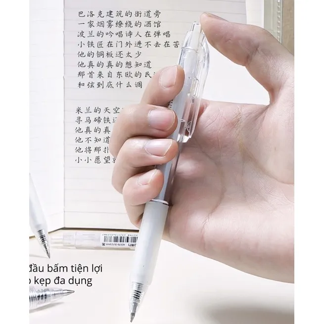 Ảnh Bút gel bấm deli mực đen ngòi 0,5mm luyện viết chữ trung-nhật-Hàn 2