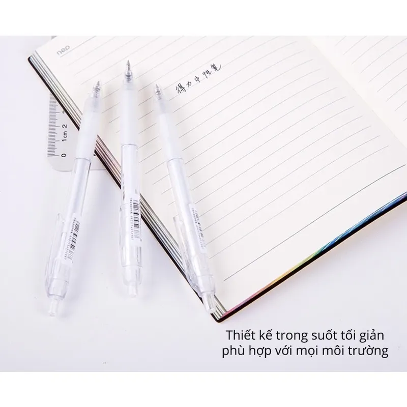 Ảnh Bút gel bấm deli mực đen ngòi 0,5mm luyện viết chữ trung-nhật-Hàn 3