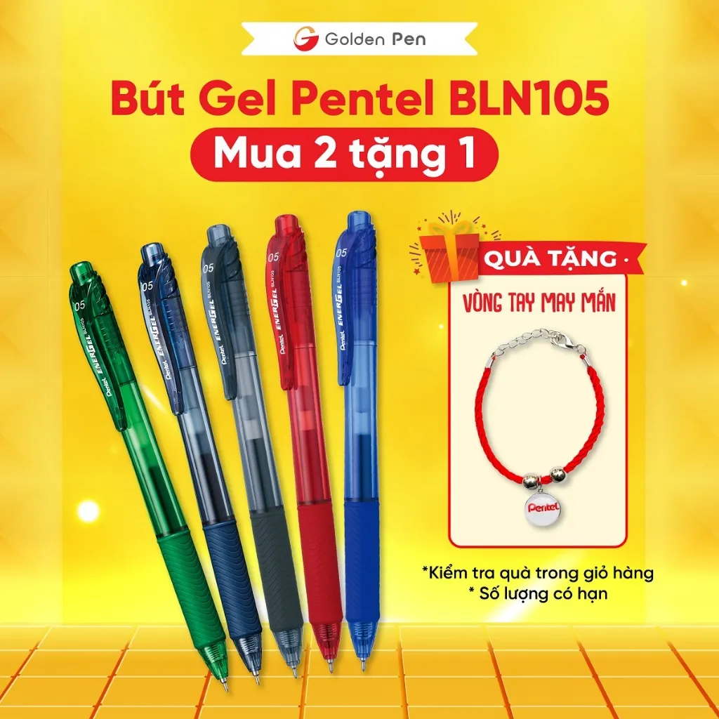 Ảnh Bút Gel Bấm Pentel BLN105 – Nét Mượt, Nhanh Khô, Ngòi 0.5mm – Bút Bi Nước Nhiều Màu Cho Học Sinh 1