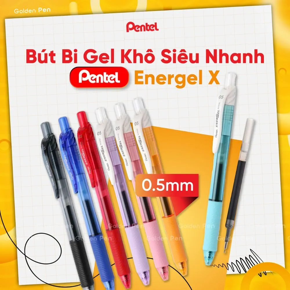 Ảnh Bút Gel Bấm Pentel BLN105 – Nét Mượt, Nhanh Khô, Ngòi 0.5mm – Bút Bi Nước Nhiều Màu Cho Học Sinh 2