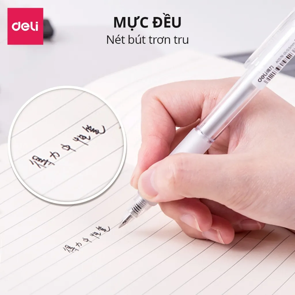Ảnh Bút Gel Bút Bi Nước Deli A057B Mực Màu Đen Xanh Đỏ Chính Hãng Bút Mực Gel Ngòi 0.5mm Học Sinh Sinh Viên 2