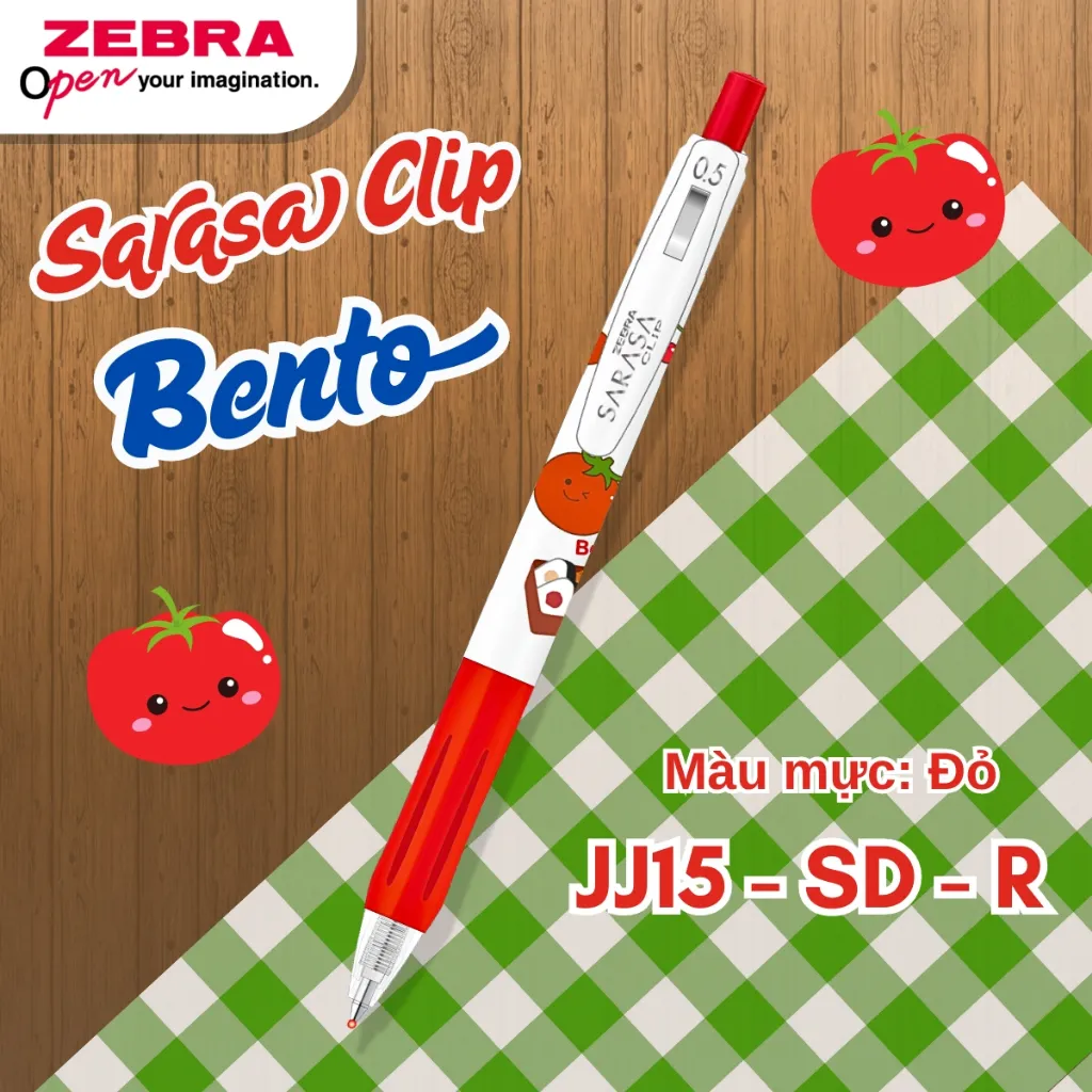 Ảnh Bút Gel Sarasa Clip Bento Zebra Pen 0.5mm - Mực Chống Nước, Chống Phai, Thiết Kế Kẹp Bướm - Đen/Đỏ/Xanh [Chính Hãng] 1