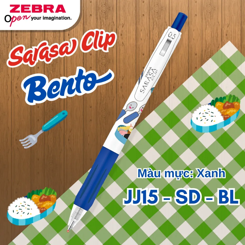 Ảnh Bút Gel Sarasa Clip Bento Zebra Pen 0.5mm - Mực Chống Nước, Chống Phai, Thiết Kế Kẹp Bướm - Đen/Đỏ/Xanh [Chính Hãng] 2