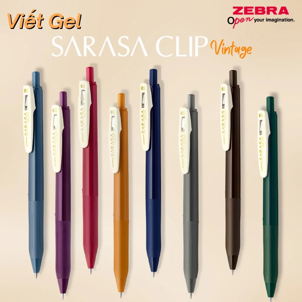 Ảnh Bút Gel Zebra Sarasa Clip Vintage 0.5mm - 10 Màu Cổ Điển, Mực Gốc Nước, Công Nghệ Nhật Bản [Chính Hãng] 3