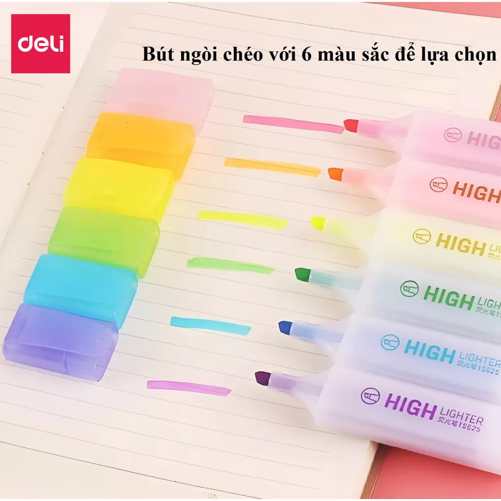 Ảnh Bút highlight Deli 25 màu đánh dấu nhớ dòng dạ quang Deli màu pastel/neon - phù hợp cho học sinh văn phòng tiện dụng 3
