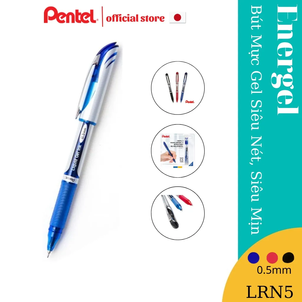 Ảnh Bút Ký Nhật Bản Mực Gel Nhanh Khô Pentel Energel BLN55 Ngòi 0.5mm Nét Mảnh Siêu Mượt Không Đứt Nét 4