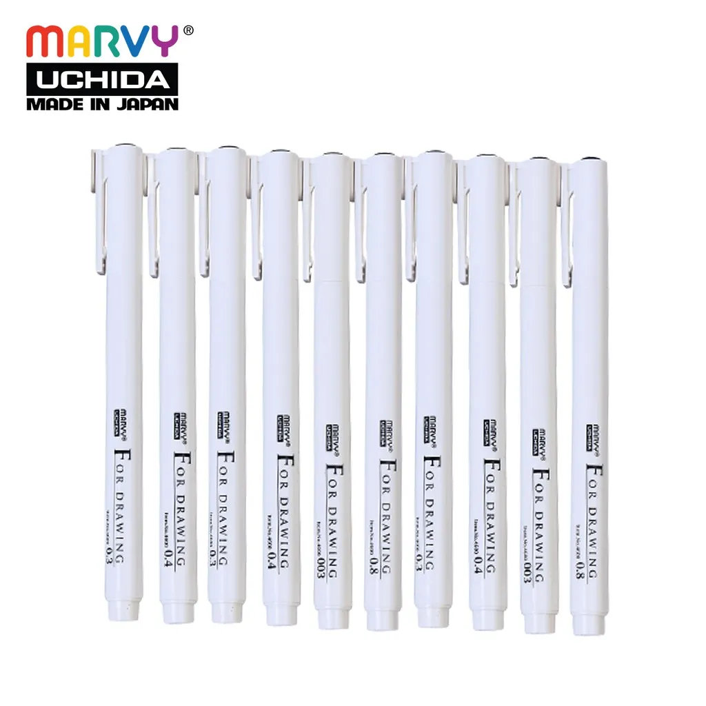 Ảnh Bút Line Đi Nét Chuyên Nghiệp Marvy Uchida 4600 màu đen 1