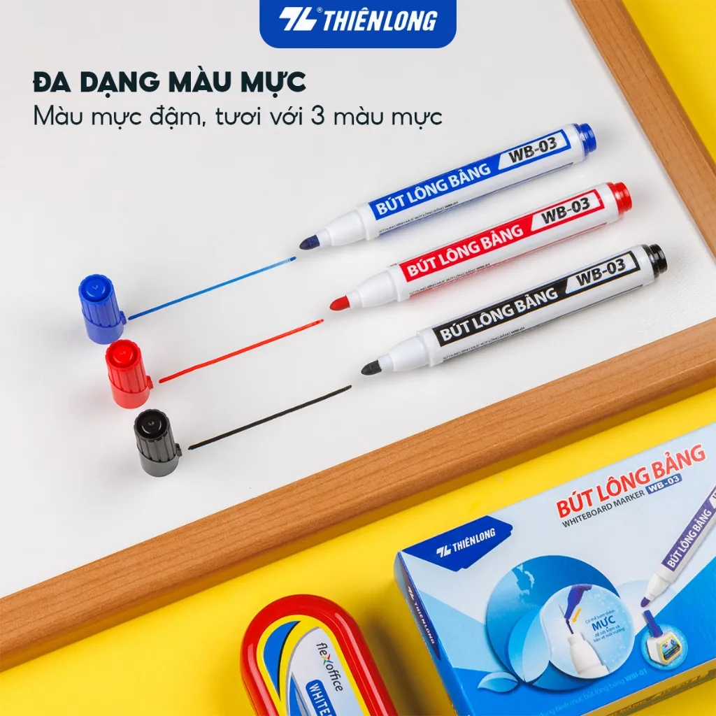 Ảnh Bút lông bảng Thiên Long WB-03 đầu bút viết êm trơn, mực an toàn tiêu chuẩn quốc tế 3