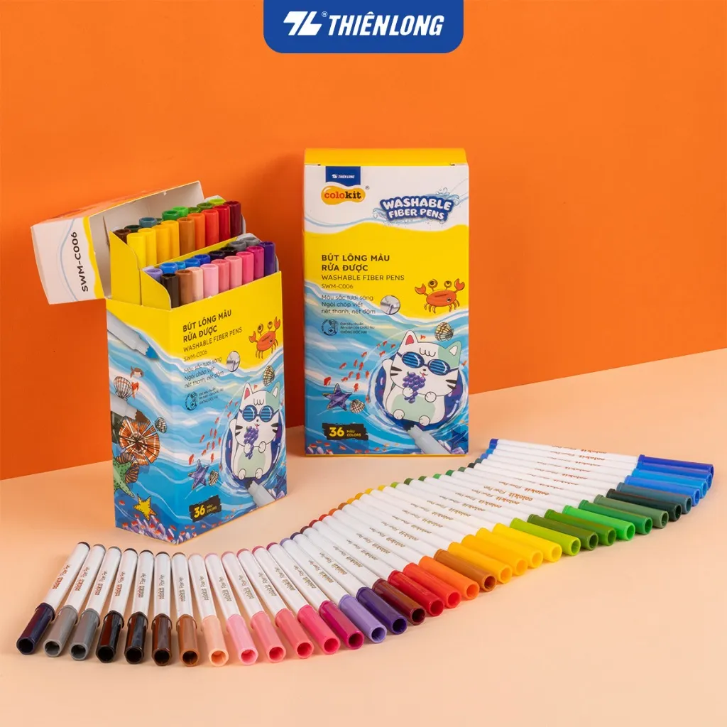 Ảnh Bút lông màu Fiber Pen Thiên Long 20/36 màu - Bút lông màu Thiên Long Colokit nét mảnh nét to 2