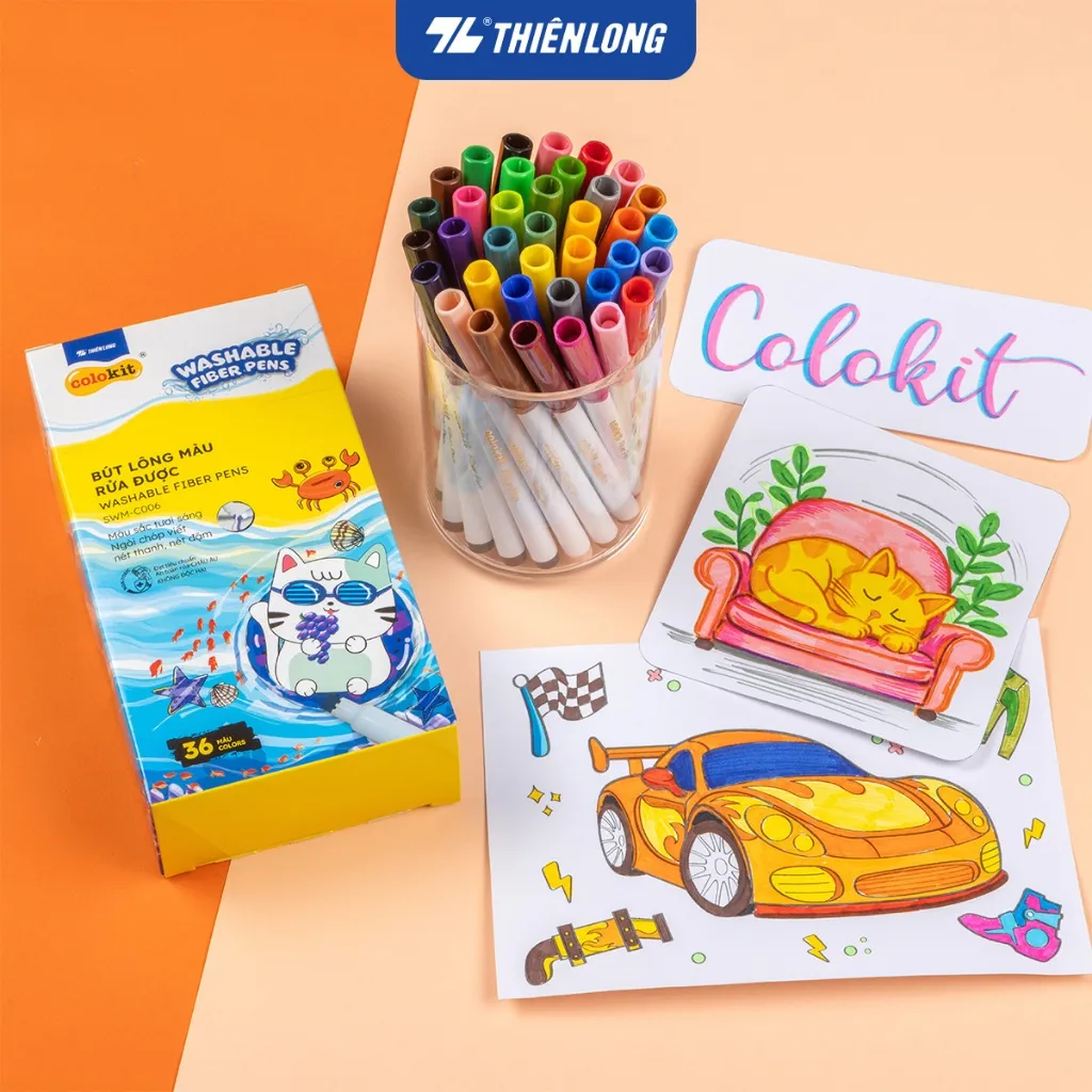 Ảnh Bút lông màu Fiber Pen Thiên Long 20/36 màu - Bút lông màu Thiên Long Colokit nét mảnh nét to 3