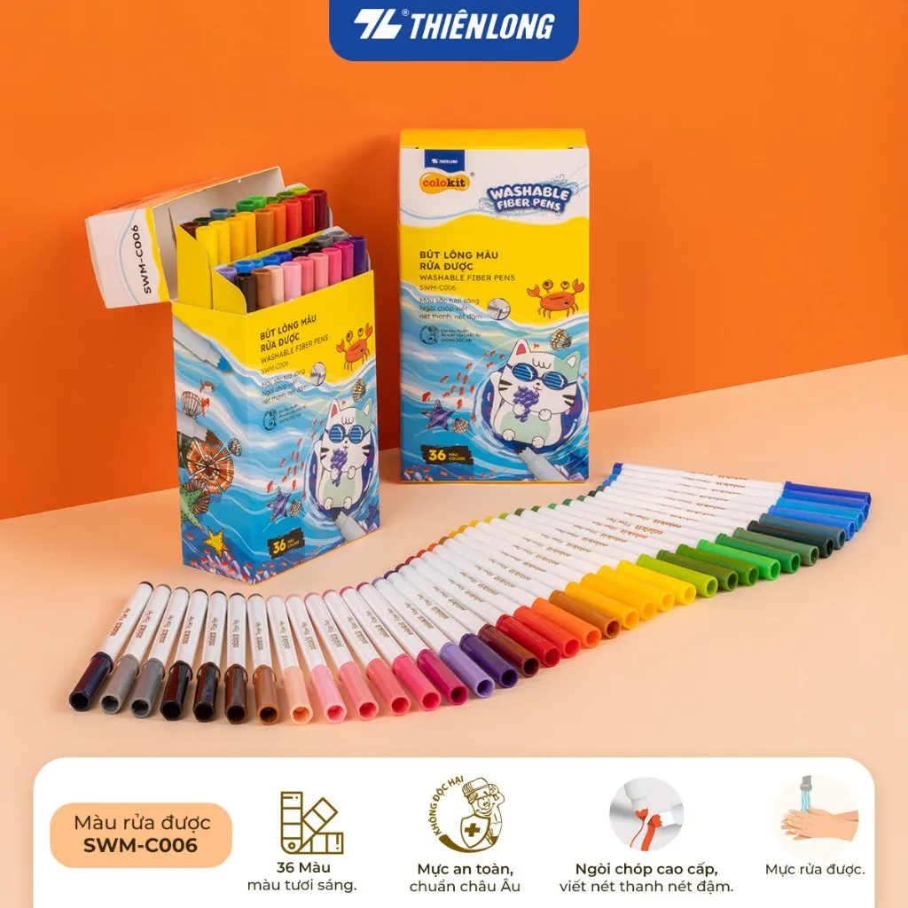 Ảnh Bút lông màu Fiber Pen Thiên Long Colokit - Có màu rửa được, ngòi bấm, đầu ngòi êm trơn, mực an toàn tiêu chuẩn Châu Âu 4