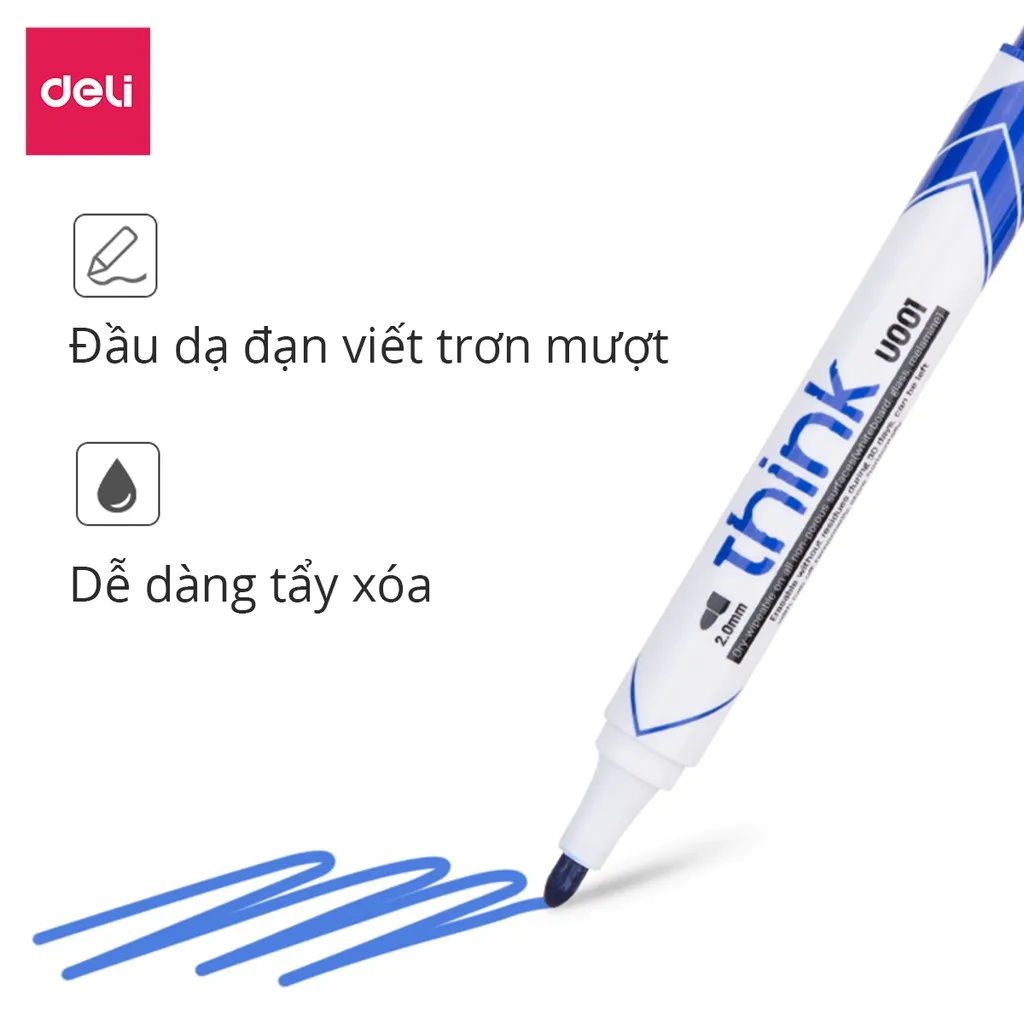 Ảnh Bút Lông Viết Bảng Trắng Xóa Được Deli 3 Màu - Bút Viết Trơn Mượt Tiện Dụng An Toàn Không Độc Hại 3