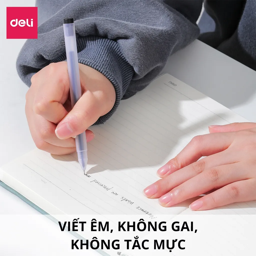 Ảnh Bút Mực Gel Bi Nước Văn Phòng 3 Màu Đen Xanh Đỏ Deli Ngòi 0.5mm Dành Cho Văn Phòng Sinh viên Học Sinh 1