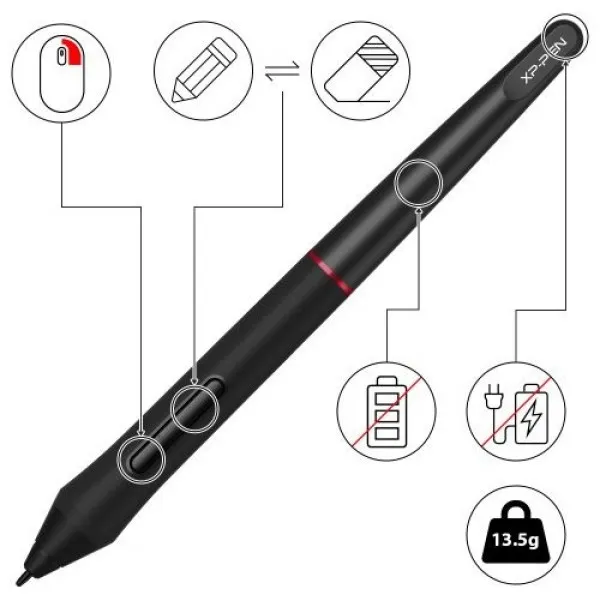 Ảnh Bút Vẽ Cảm Ứng Không Sạc Passive Stylus PA2 Cho XP-Pen Artist 12 Pro, 13.3 Pro, 15.6 Pro, 22R Pro 3