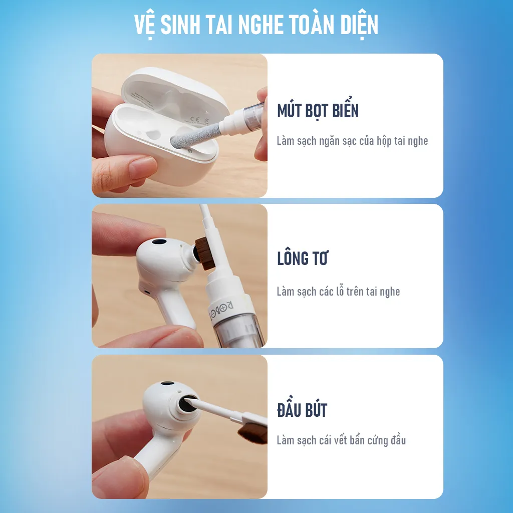 Ảnh Bút Vệ Sinh Tai Nghe, Điện Thoại, Máy Tính Bảng, Tai Nghe Bluetooth Đa Năng VIVAN RMC10 4