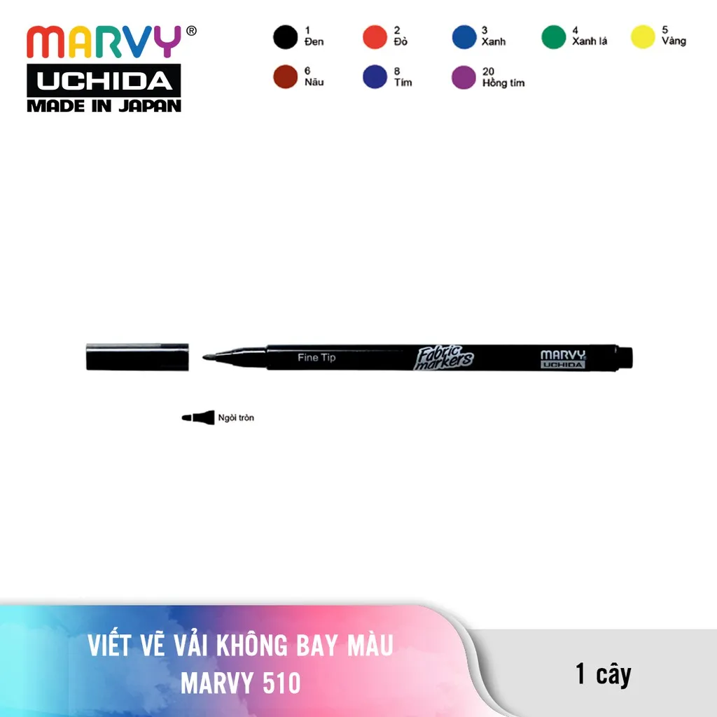 Ảnh Bút Vẽ Vải Không Bay Màu Đầu Nhỏ Marvy Uchida 510 2