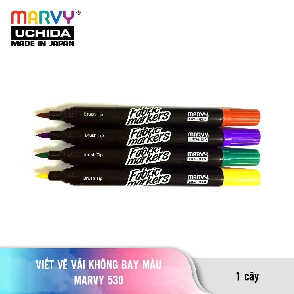 Ảnh Bút Vẽ Vải Không Bay Màu Marvy Uchida 530 ngòi cọ 2