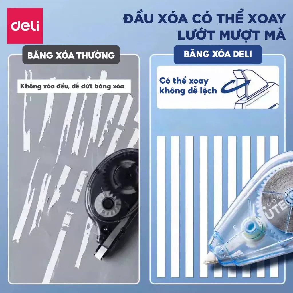 Ảnh Bút Xóa Băng Học Sinh 40M Xinh Xắn Deli - Xóa Sạch Bám Dính Tốt Khô Nhanh Viết Đè Lên Ngay Băng Kéo Văn Phòng Nhiều Màu 2