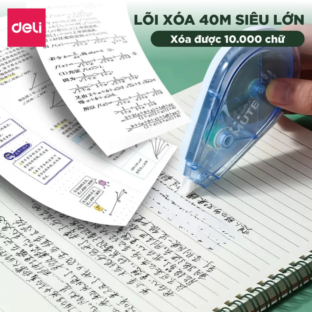 Ảnh Bút Xóa Băng Học Sinh 40M Xinh Xắn Deli - Xóa Sạch Bám Dính Tốt Khô Nhanh Viết Đè Lên Ngay Băng Kéo Văn Phòng Nhiều Màu 3