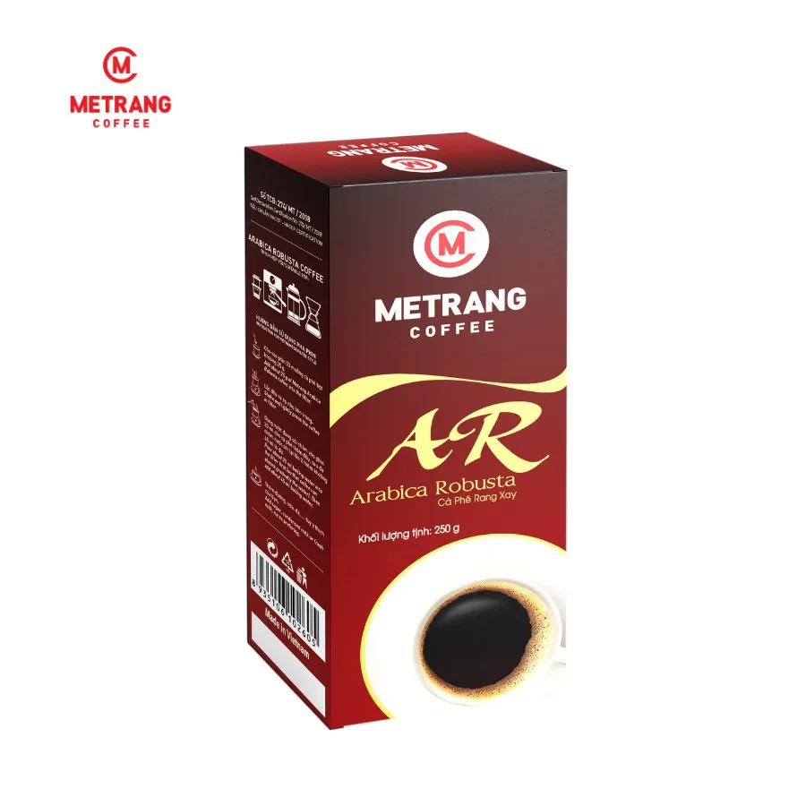 Ảnh Cà phê Arabica Robusta (AR), cà phê pha phin nguyên chất - MêTrang Hộp 250g rang xay hút chân không 1