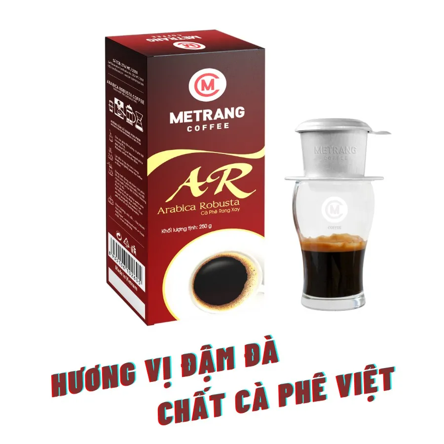 Ảnh Cà phê Arabica Robusta (AR), cà phê pha phin nguyên chất - MêTrang Hộp 250g rang xay hút chân không 2