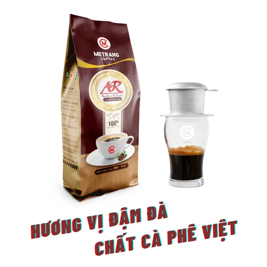 Ảnh Cà phê hạt Arabica và Robusta (AR) cà phê rang mộc nguyên chất Mê Trang - Túi hạt 500g 3