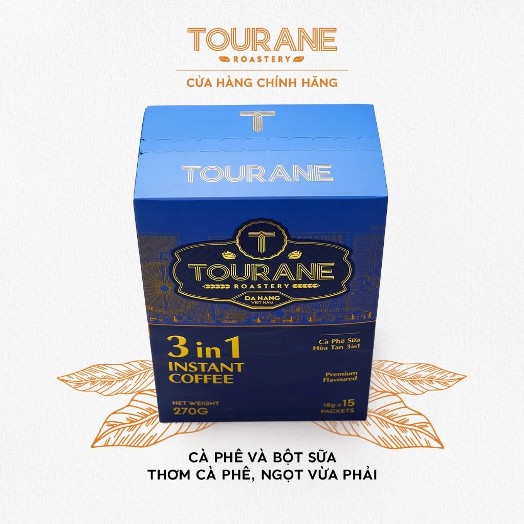 Ảnh Cà Phê Hòa Tan 3in1 Cà Phê Tourane Hạt Cà Phê Hảo Hạng Đậm Vị Sữa Sánh Mịn (Hộp 15 gói x 18G) 2