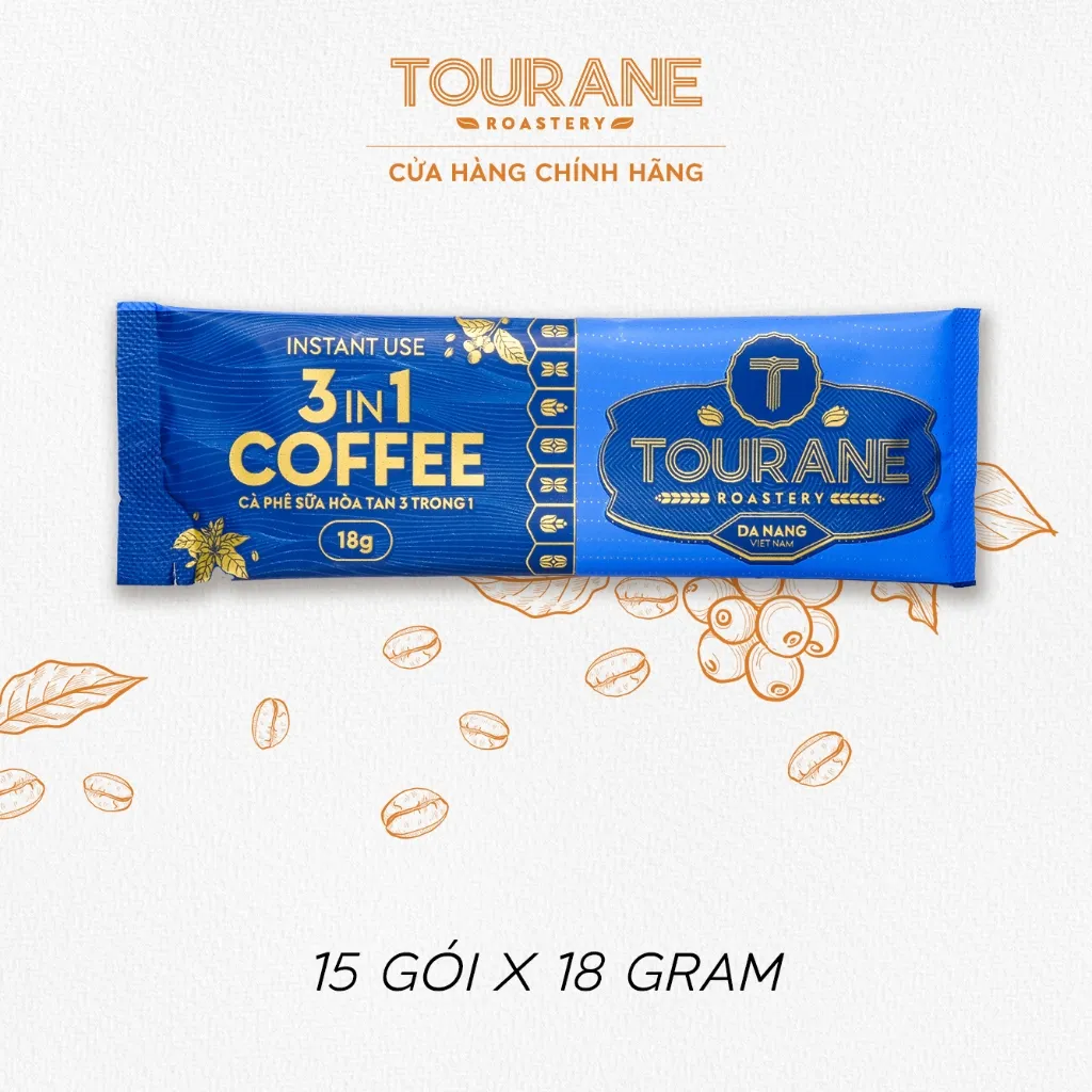 Ảnh Cà Phê Hòa Tan 3in1 Cà Phê Tourane Hạt Cà Phê Hảo Hạng Đậm Vị Sữa Sánh Mịn (Hộp 15 gói x 18G) 3