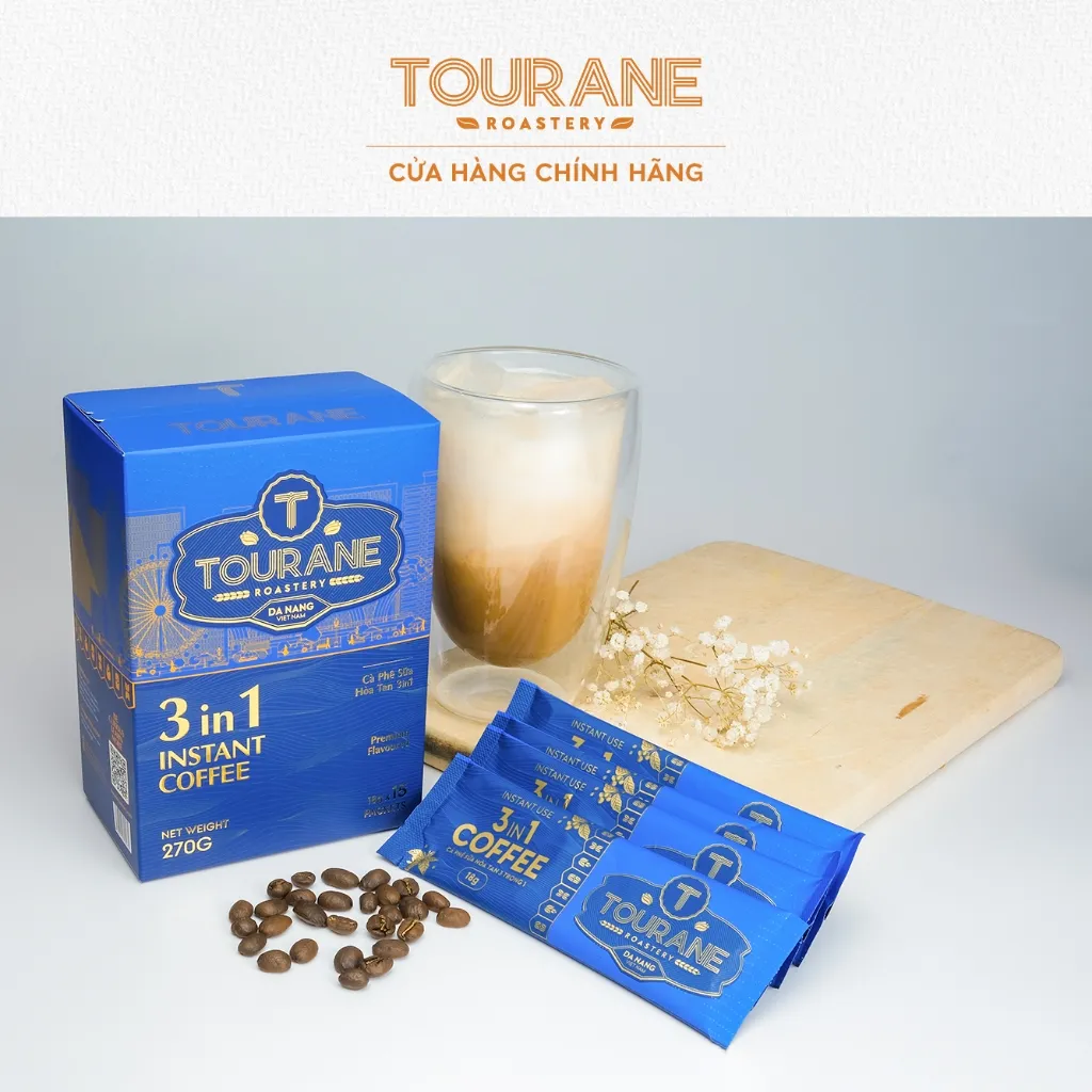 Ảnh Cà Phê Hòa Tan 3in1 Cà Phê Tourane Hạt Cà Phê Hảo Hạng Đậm Vị Sữa Sánh Mịn (Hộp 15 gói x 18G) 4