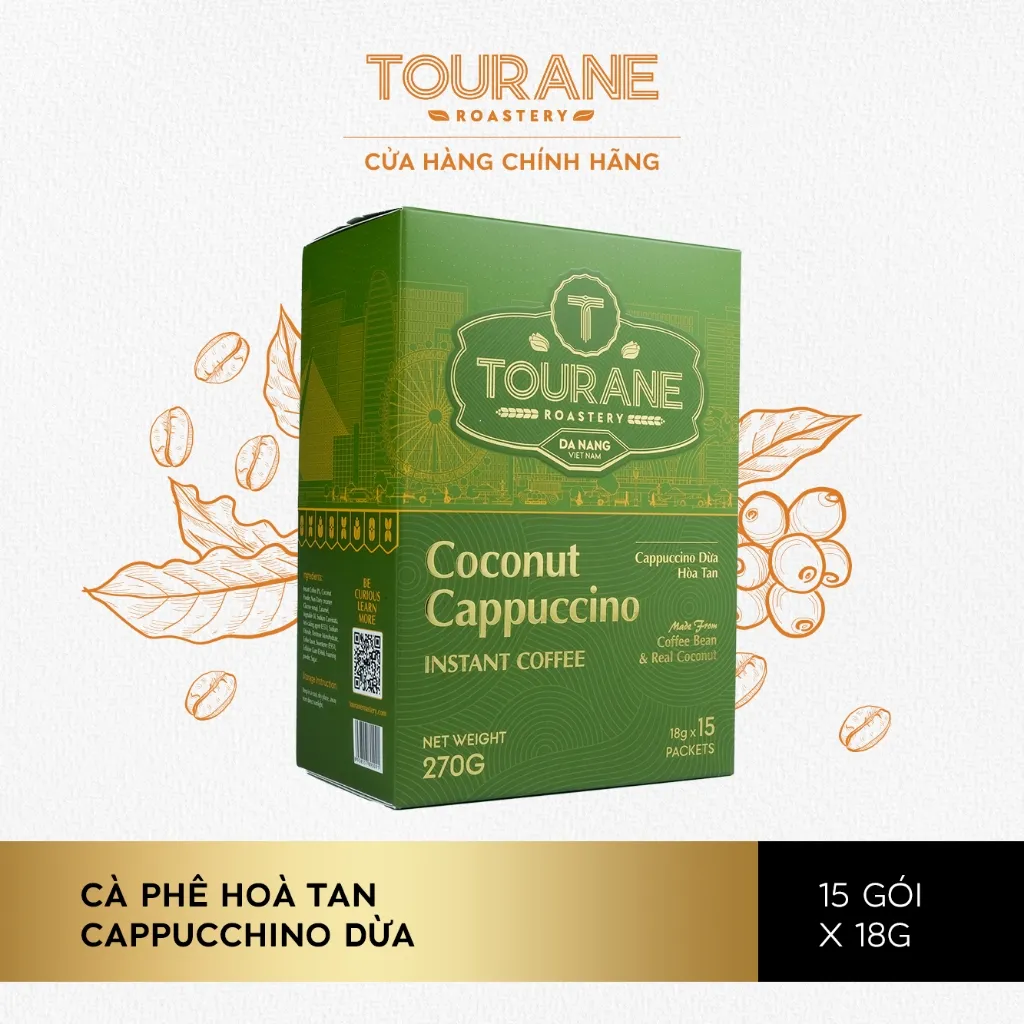 Ảnh Cà Phê Hòa Tan Cappuccino Dừa (Hộp 15 gói x 18G) 1