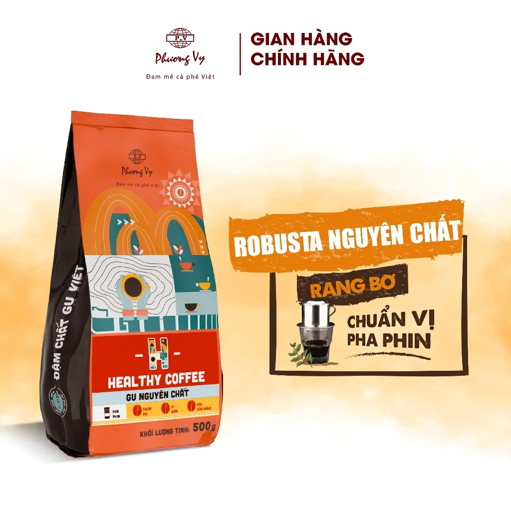 Ảnh Cà Phê Nguyên Chất Healthy Coffee 500g vị đậm, thơm dịu, Phương Vy Coffee 1